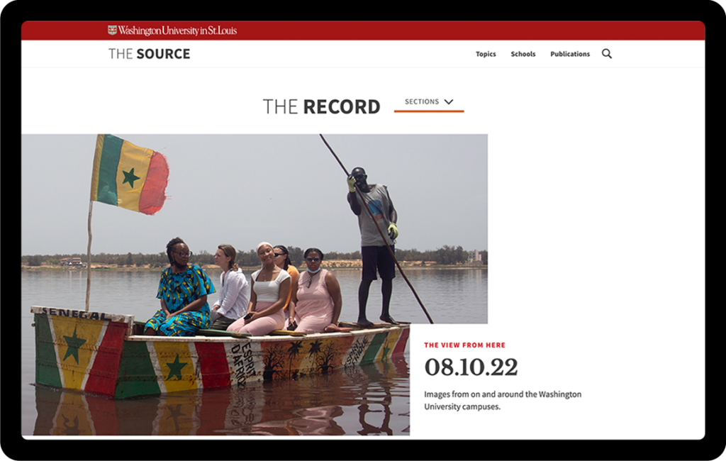 The Record website landing page is shown in a tablet device view
