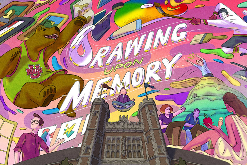Colorful cover of Washington Magazine for the issue called Drawing Upon Memory